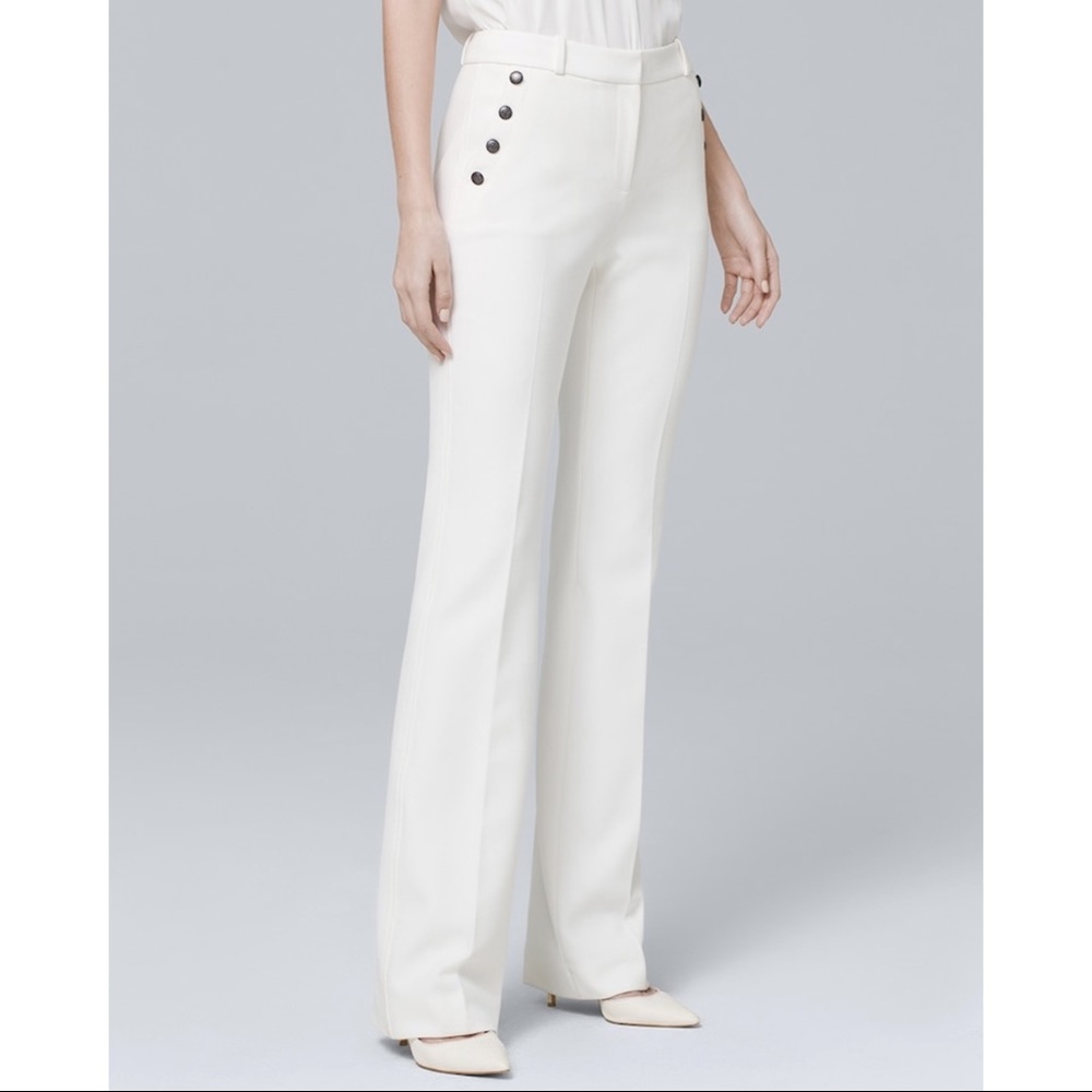 WHBM high waisted, ivory flare trousers